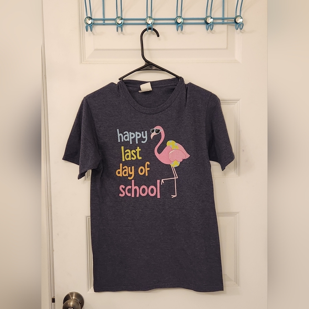 Womens Last Day Of School Teacher Short Sleeved T Shirt Size S Grey #QQ1018
